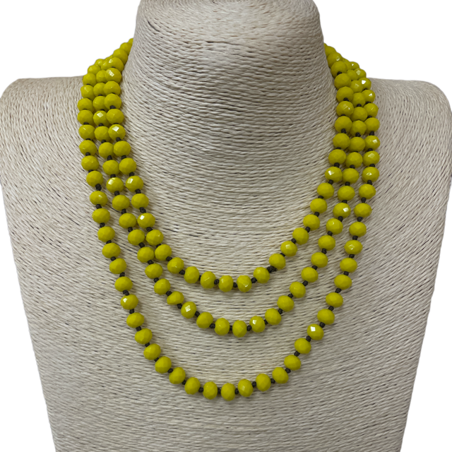 CN608YW  ''60'' 8MM YELLOW CRYSTAL NECKLACE