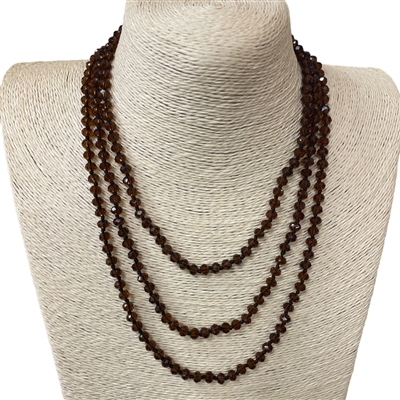 CN606DB 60'' 6MM CLEAR DARK BROWN NECKLACE