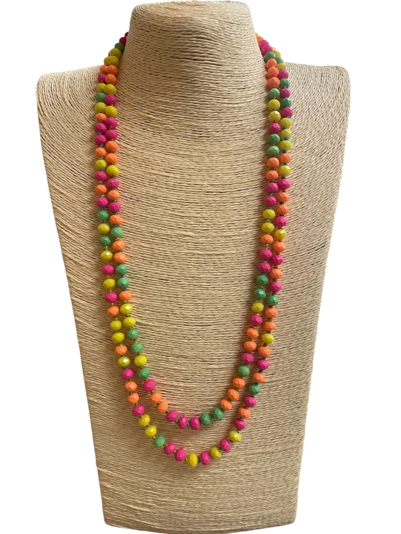 CN60MM  ''60'' 8MM MATTE MULTI  CRYSTAL NECKLACE