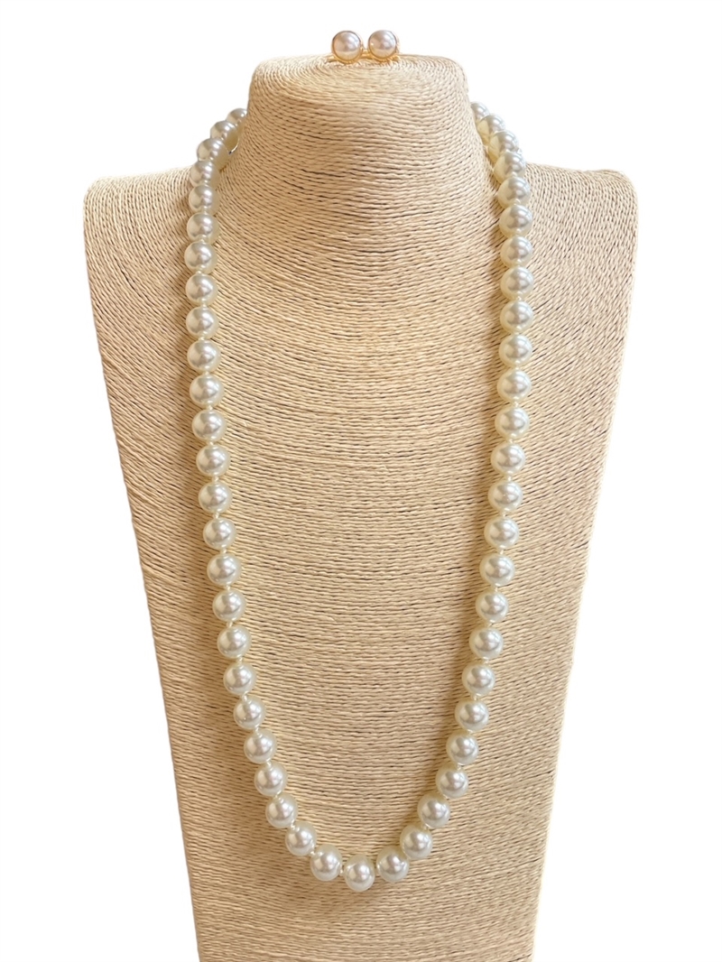 CNE6107 30" PEARL AND EARING NECKLACE SET