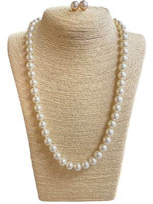 CNE6125 24'' 10MM PEARL NECKLACE & EARRINGS  SET