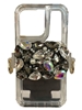 CPH01HC  ADJUSTABLE HEMATITE & CLEAR RHINESTONE CELLPHONE HOLDER