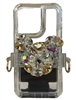 CPH02CP ADJUSTABLE CHAMPAGNE  & CLEAR RHINESTONE CELLPHONE HOLDER