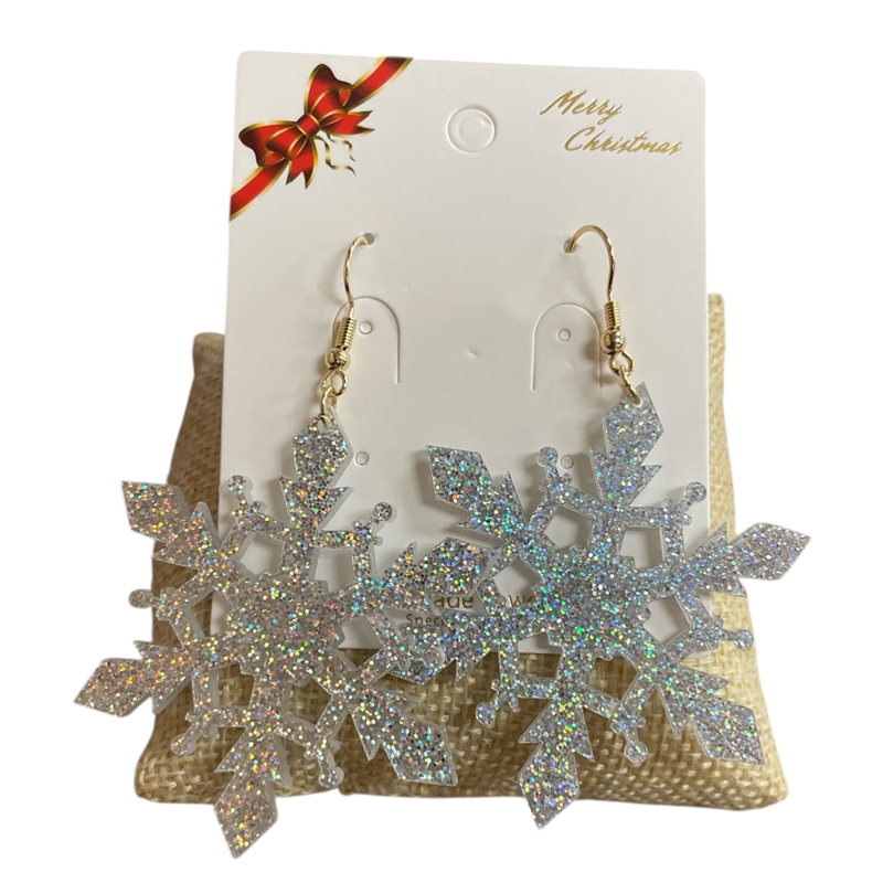 CR06  SILVER GOLD SNOWFLAKE  EARRINGS