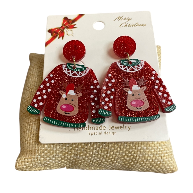 CR09  ACRYLIC CHRISTMAS SWEATER  EARRINGS