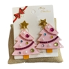CR12   ACRYLIC PINK TREE  EARRINGS