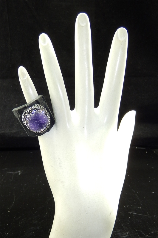 CR123 CRYSTAL PURPLE CLAY DRUZY RING