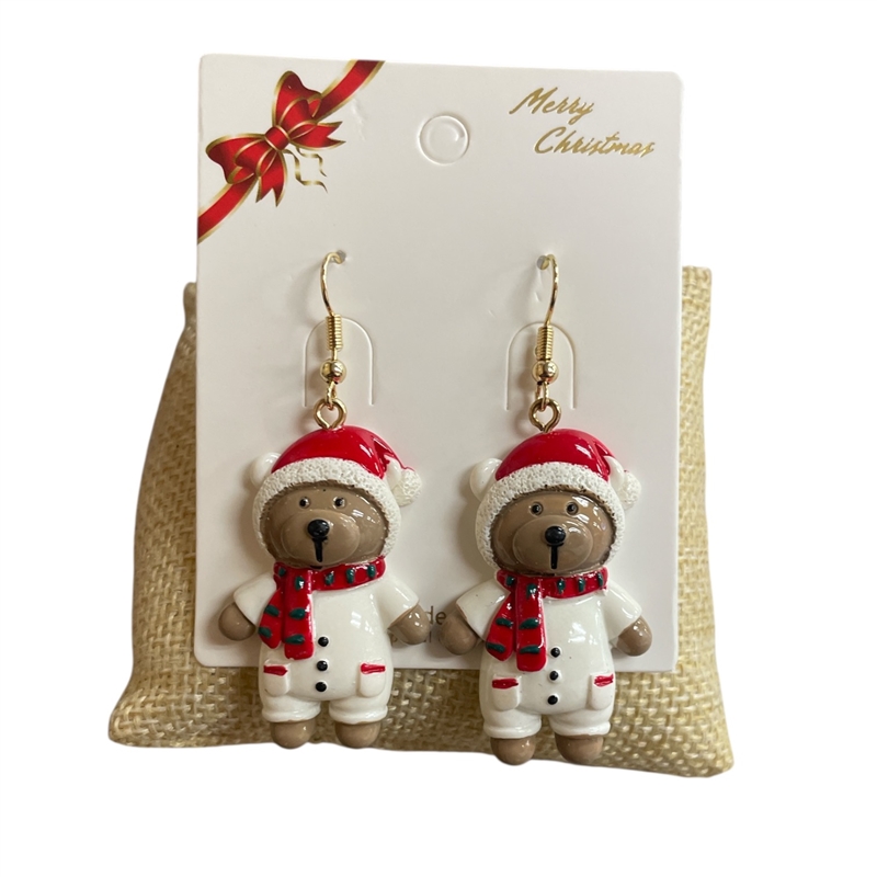 CR13  CHRISTMAS BEAR EARRINGS