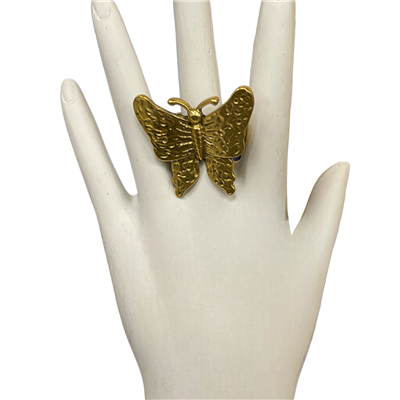 CR2025 ANTIQUE HAMMERED BUTTERFLY ADJUSTABLE RING