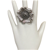 CR2028 ANTIQUE HAMMERED SUNFLOWER STRETCH RING