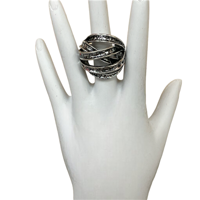 CR2039  ANTIQUE HAMMERED TWISTED  STRETCH RING