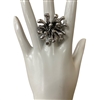 CR2046 ANTIQUE SILVER  FLOWER STRETCH RING