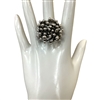 CR2047 ANTIQUE SILVER  FLOWER STRETCH RING