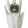 CR2052  ANTIQUE SILVER SQUARE  STRETCH RING