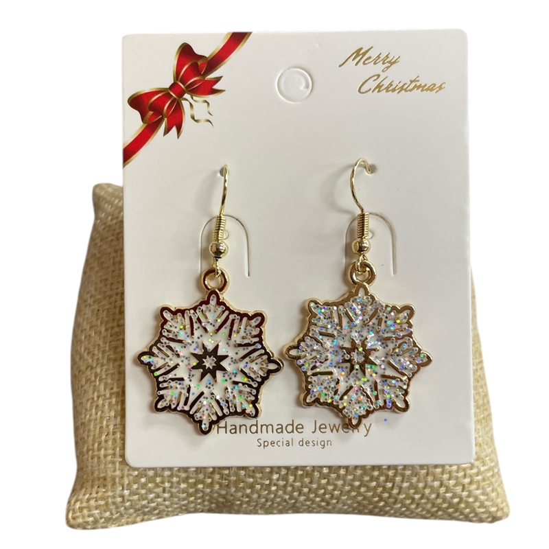 CR24  WHITE GOLD  SNOWFLAKE  EARRINGS
