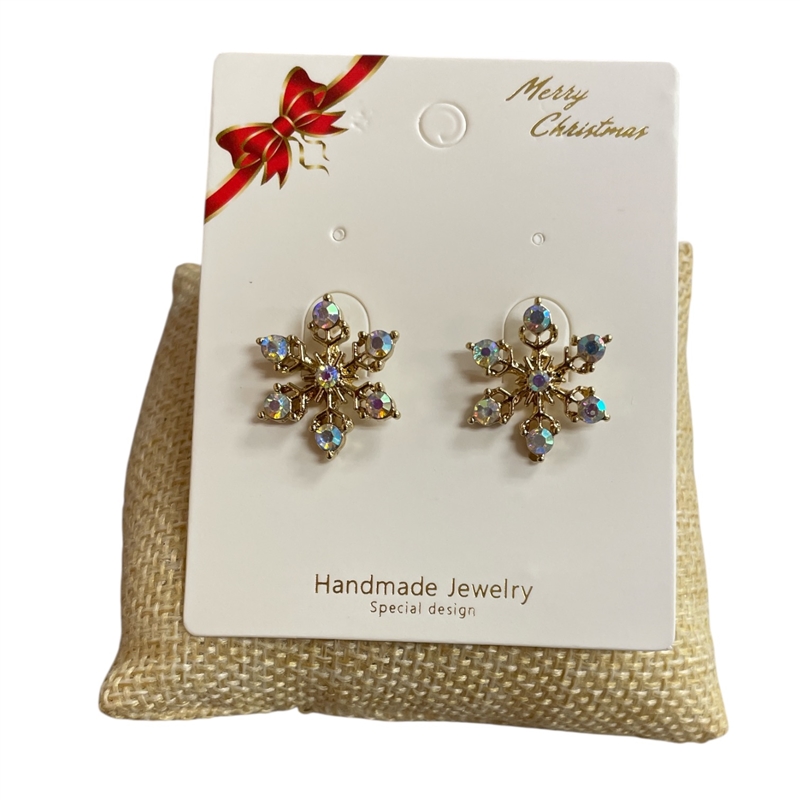 CR32  RHINESTONE SNOWFLAKE STUD  EARRINGS