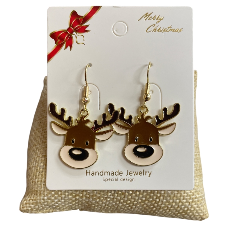CR34  REINDEER  DANGLE  EARRINGS