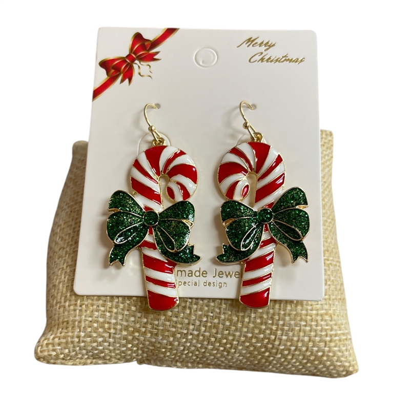 CR36 CANDY CANE  DANGLE  EARRINGS