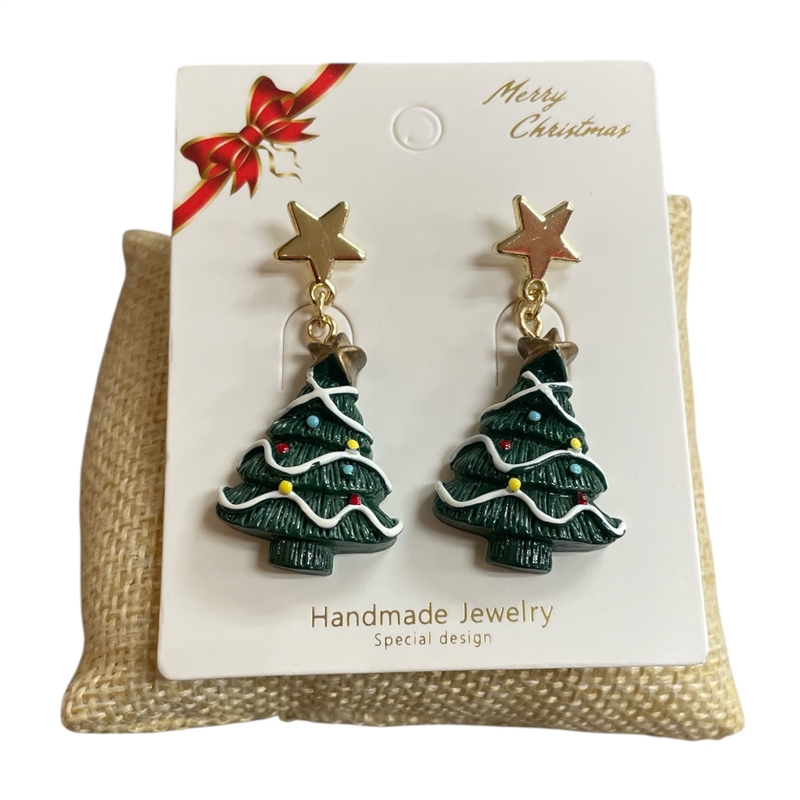 CR38  GREEN MULTI TREE  STUD EARRINGS