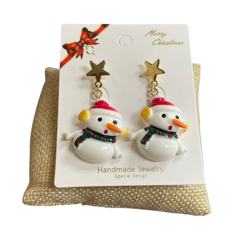 CR41 ACRYLIC  SNOWMAN EARRINGS