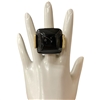 CR4360 BLACK SQUARE STONE GOLD RING