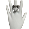 CR4464 HAMMERED SILVER OPEN HEART STRETCH RING