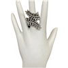 CR4515-1 HAMMERED WRAP "LEAF" STRETCH SILVER RING