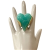 CR4737 TURQUOISE STONE HEART GOLD RING
