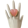 CR4773 PINK STONE HEART GOLD RING