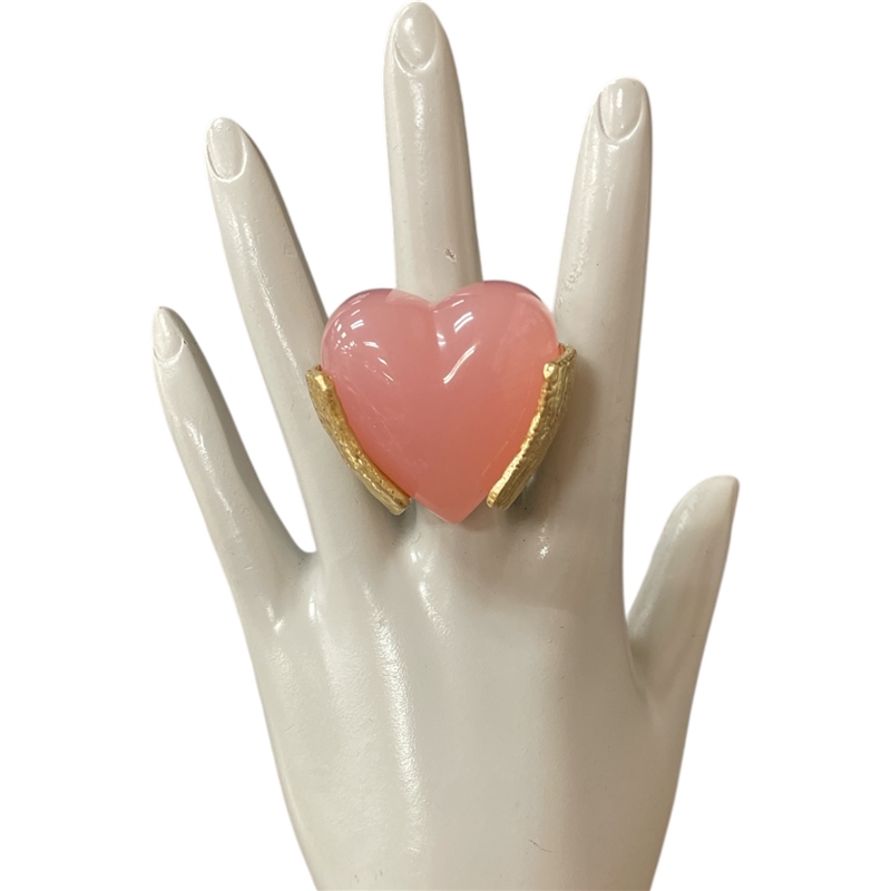 CR4773 PINK STONE HEART GOLD RING