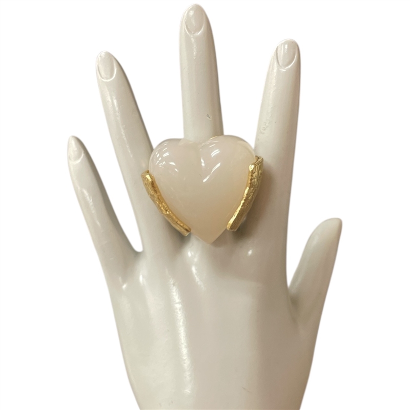 CR4773 WHITE STONE HEART GOLD RING