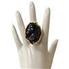 CR6617 BLACK STONE GOLD RING