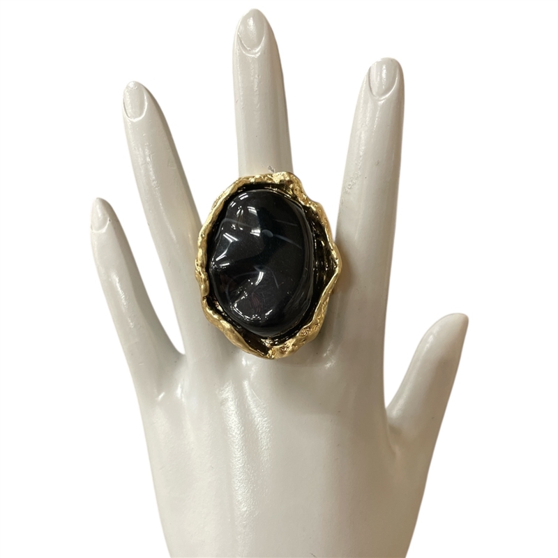 CR6617 BLACK STONE GOLD RING