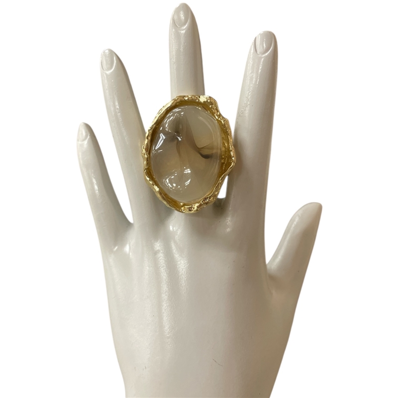 CR6617 GRAY STONE GOLD RING