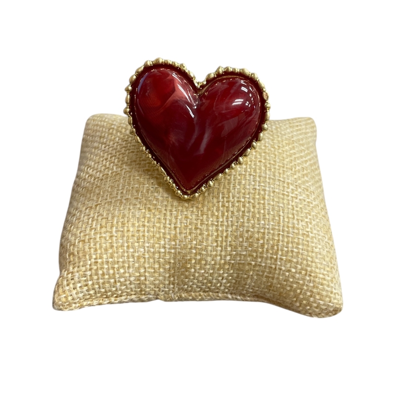 CR6900 RED ACRYLIC HEART STRETCH RING