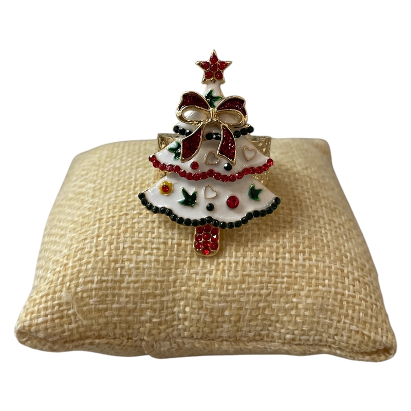 CR90005W XMAS TREE WHITE MULTI  STRETCH RING