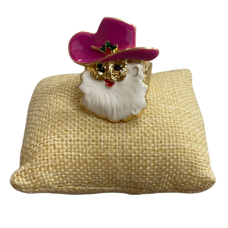 CR9017 PINK HAT COWBOY SANTA STRETCH RING
