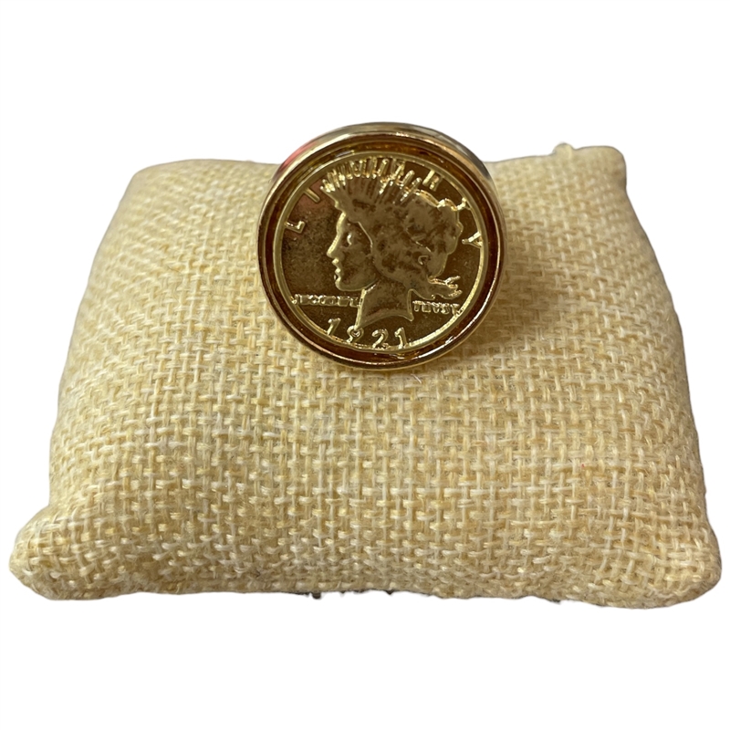 CR9030 HAMMERED LIBERTY COIN STRETCH RING