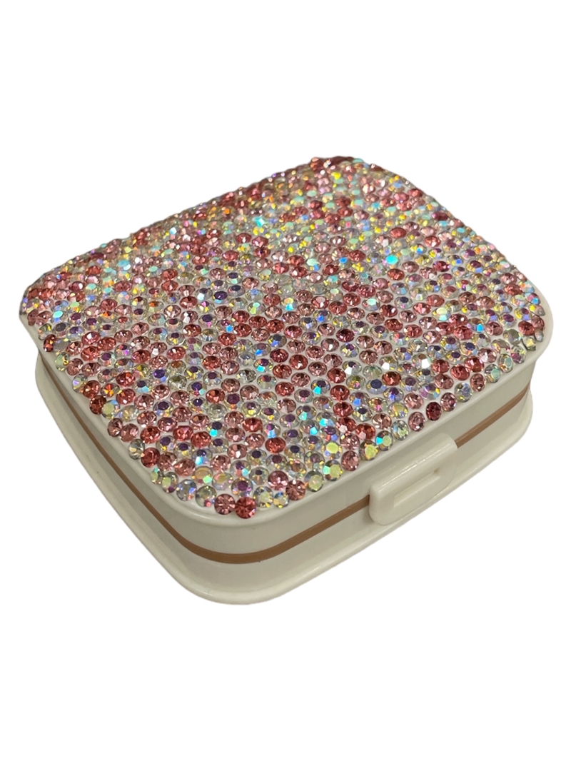 CS02P PINK RHINESTONE  CONTACT LENS CASE