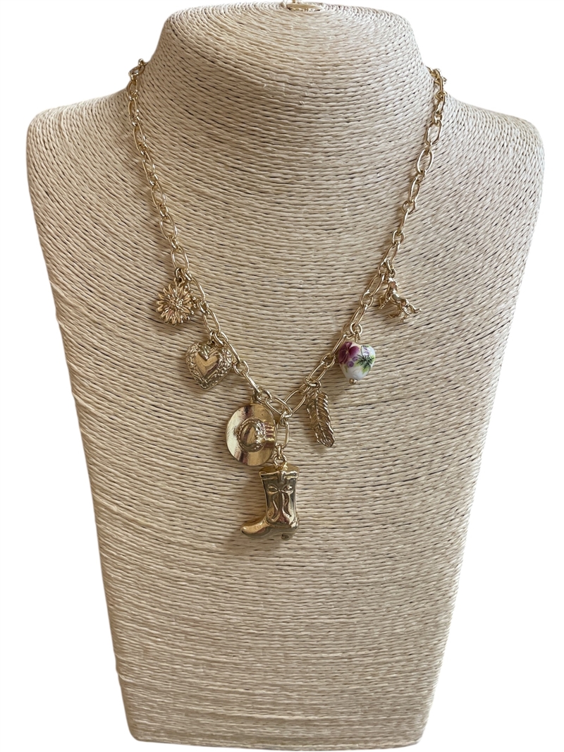 D6N2096 COWGIRL  CHARMS  NECKLACE