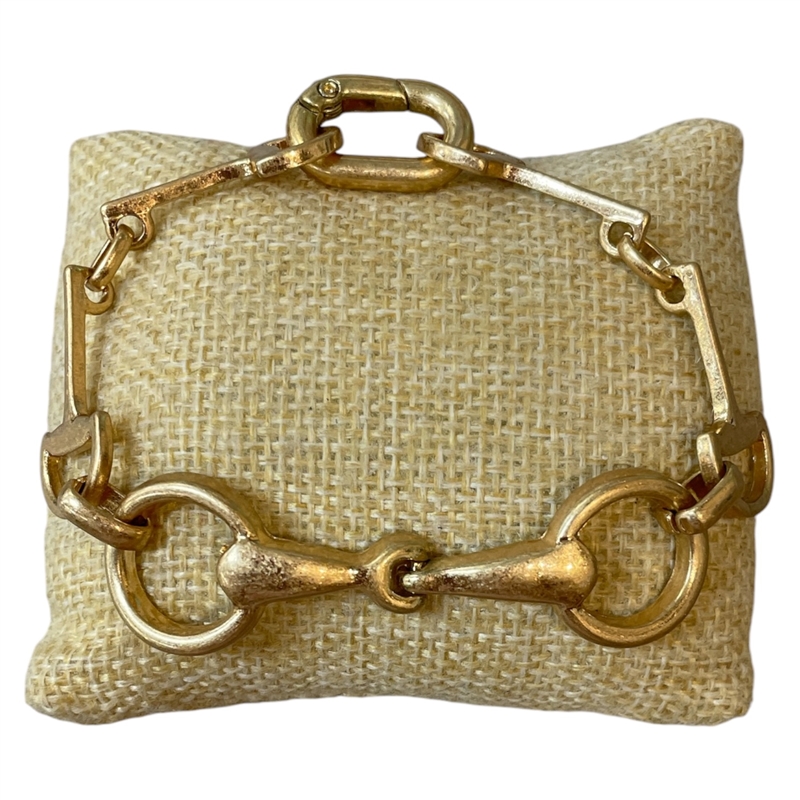 DB2043 HAMMERED MATTE U LINK CLASP BRACELET