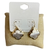 DE2022 DANGLE CLOVER TWO TONE HAMMERED EARRINGS