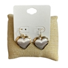 DE2023 DANGLE HEART TWO TONE HAMMERED EARRINGS