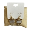 DE2025 TWO TONE HAMMERED HEART DANGLE EARRINGS
