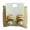 DE2174 PEARL DROP MATTE SQUARE POST STUD EARRINGS