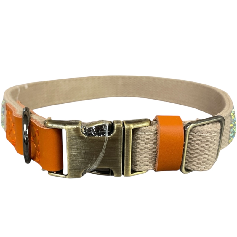 DG201C CREAM  RHINESTONES DOG COLLAR