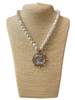 DGN2008 TWO TONE ATHENA COIN CHUNKY PEARL NECKLACE