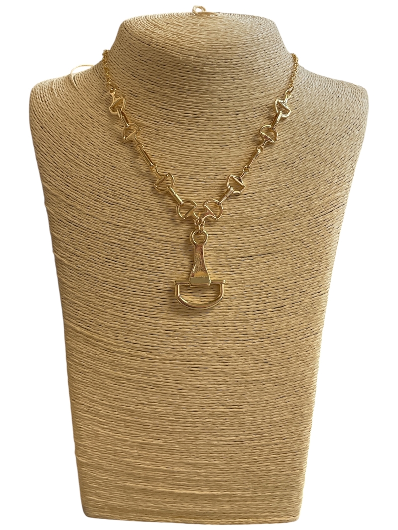 DN2045 PLAIN U LINK PENDANT DROP SHORT NECKLACE