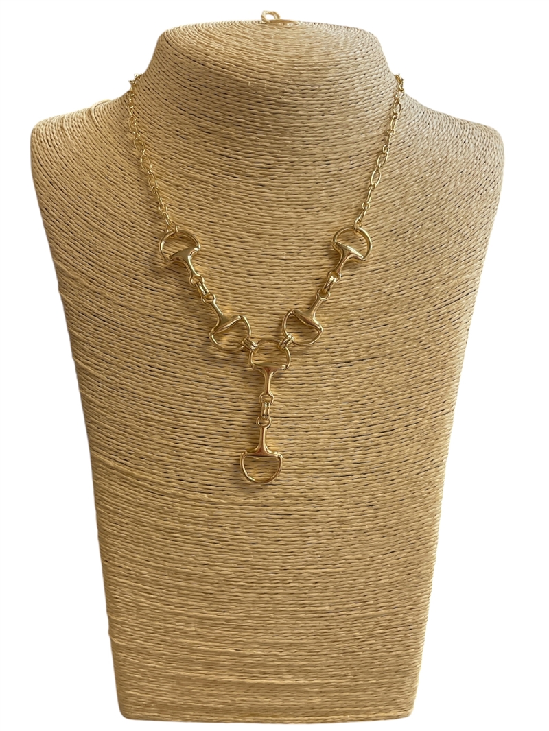 DN2047 GOLD PLAIN U LINK PENDANT SHORT DROP NECKLACE