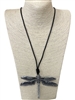 DN3418S  SILVER DRAGONFLY LONG NECKLACE